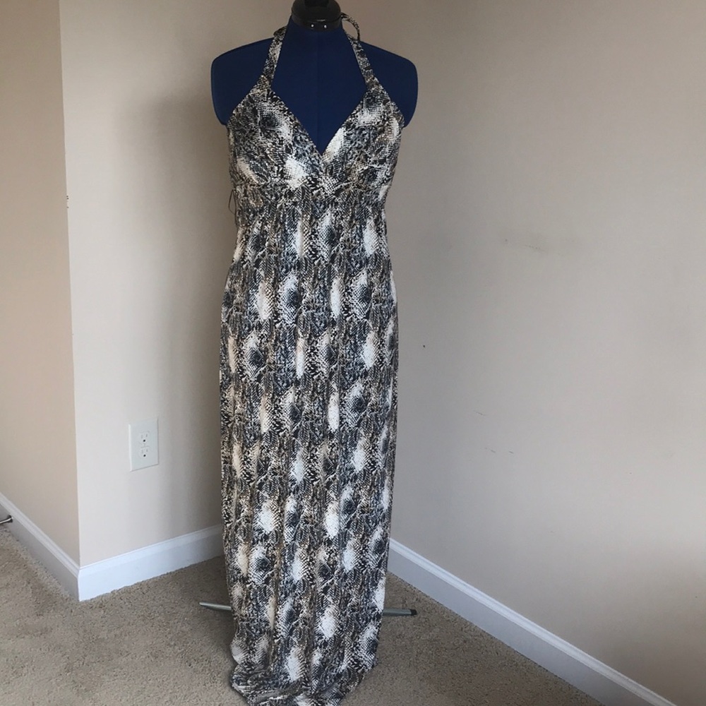 Python Halter Maxi Dress: Size L